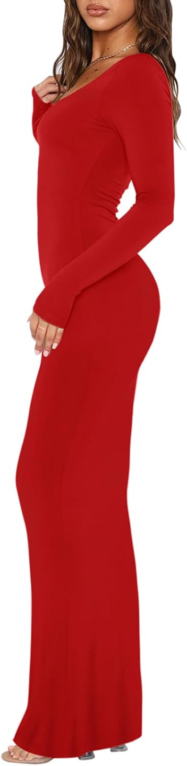 Damen Sexy Langarm Maxikleid