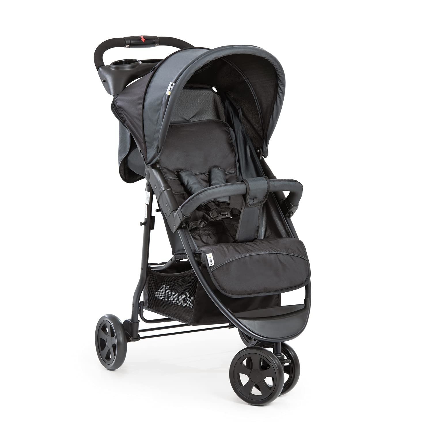 Leichter & Faltbarer Buggy mit Liegefunktion, Getränkehalter & XL-Korb – Schwarz