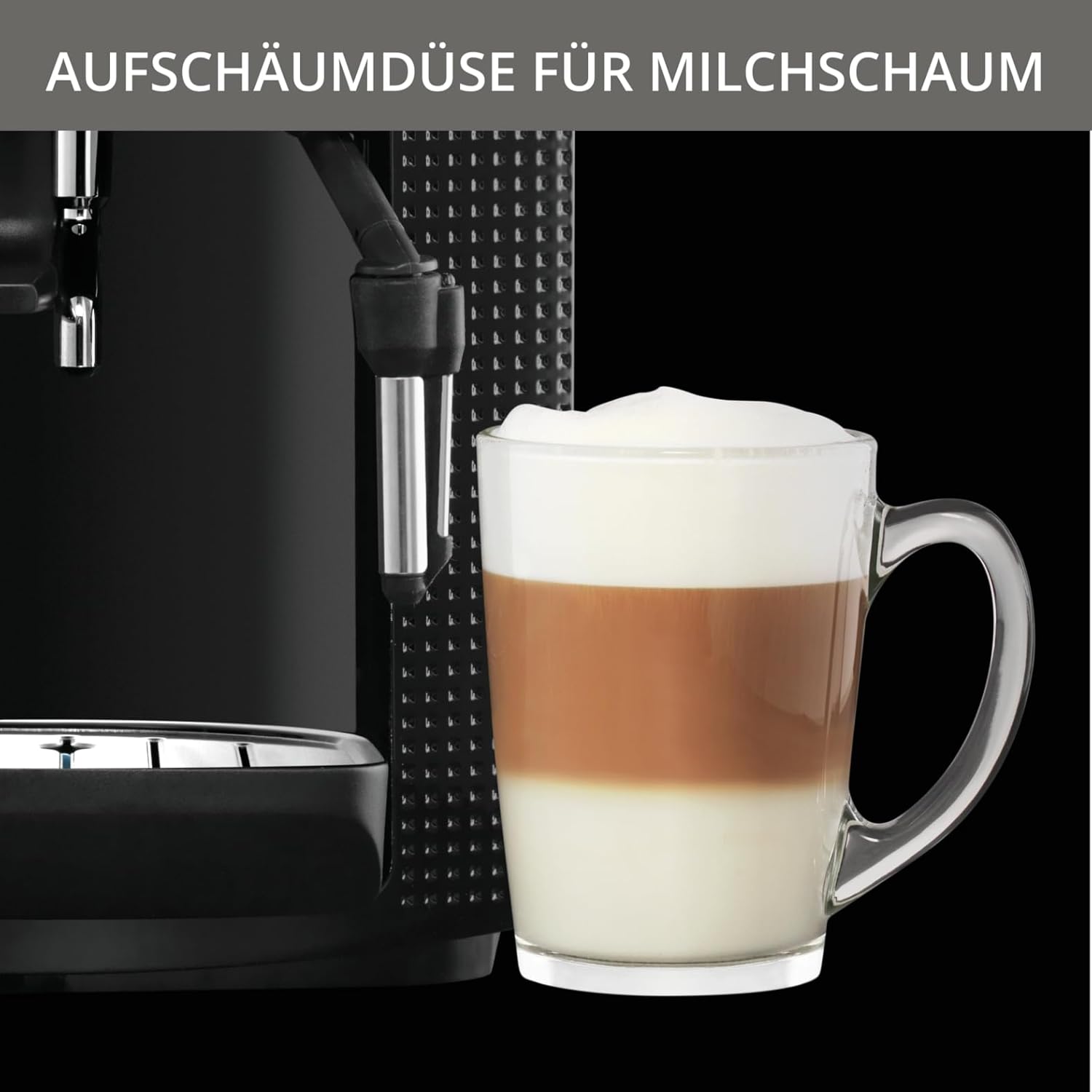 Espresso Kaffeevollautomat mit CappuccinoPlus Milchdüse – Schwarz