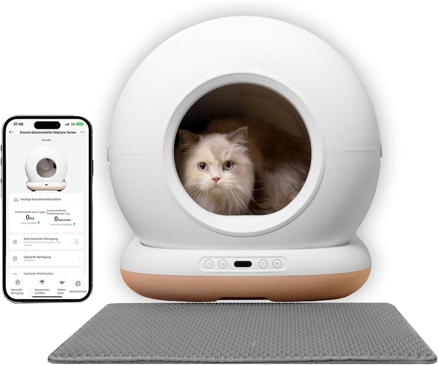 Selbstreinigende Katzentoilette 72L – APP-Steuerung & UV-Sterilisation