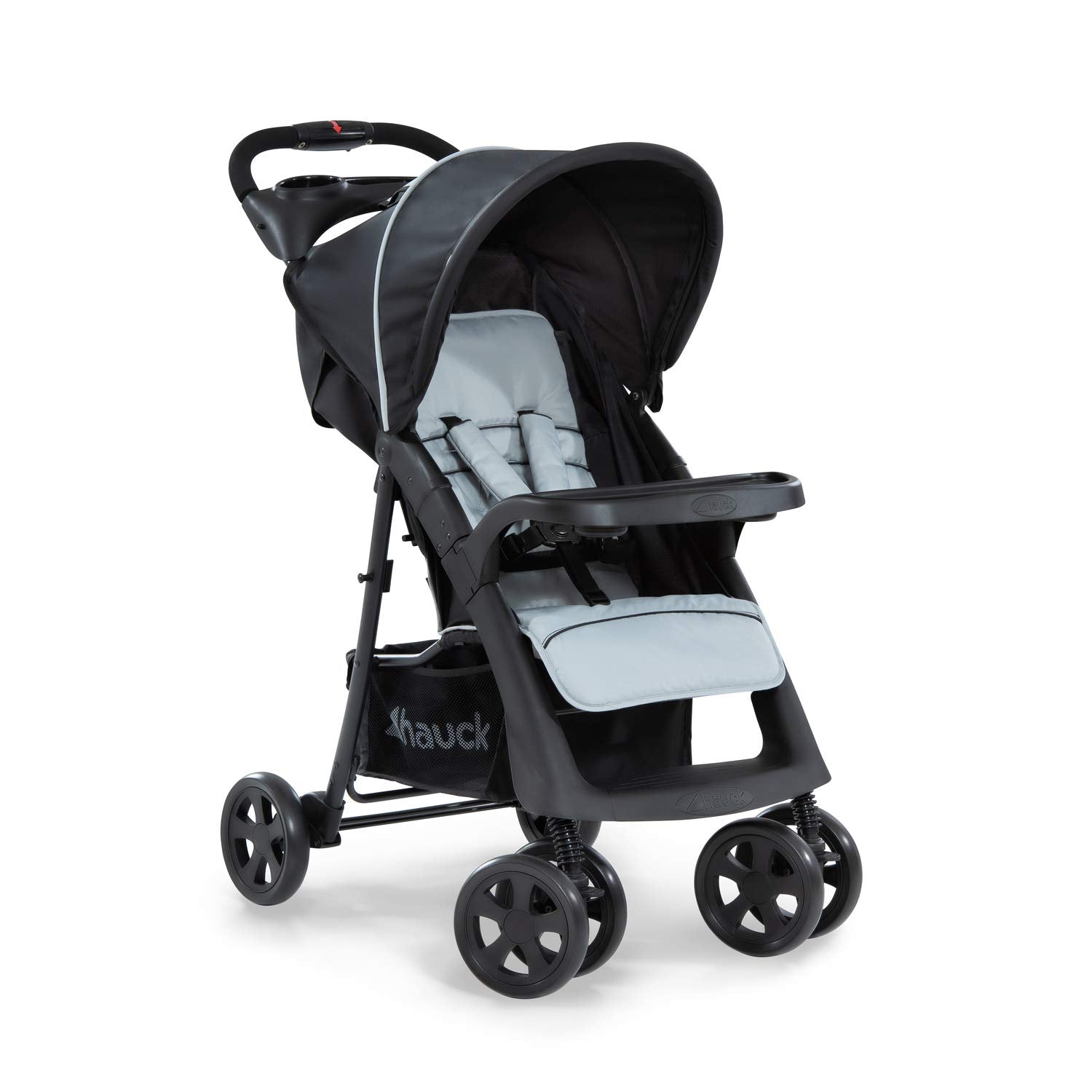 Kompakter Buggy mit Liegefunktion, Getränkehalter & XL-Korb, einhändig faltbar – Caviar/Silver
