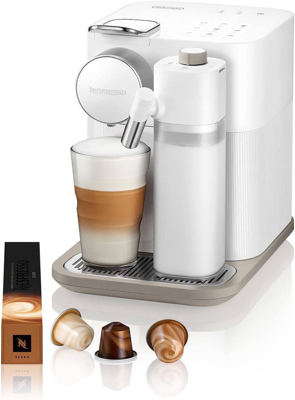Kaffeekapselmaschine – Automatisches Milchsystem, 19 Bar Druck, 1400W, Weiß