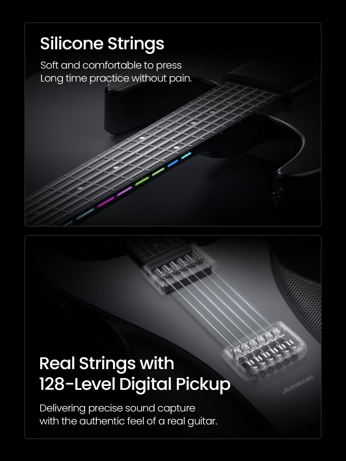 Gitarrenlose Akustik-Elektro-Reisegitarre – Tragbar, stille Gitarre mit abnehmbarem Griffbrett