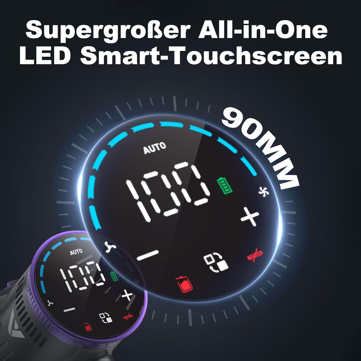 Coovy SU7 Akku Staubsauger – 580W, 45000Pa, Kabellos, bis zu 70 Min Laufzeit, Großes Display & Automatikmodus