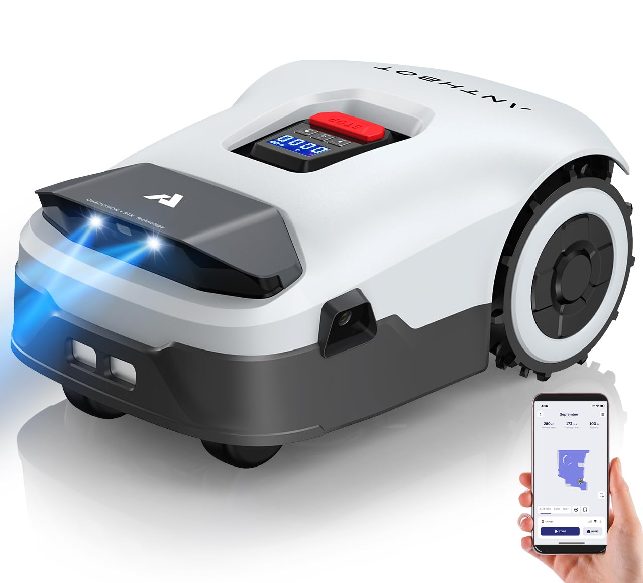 ANTHBOT KI Mähroboter Genie 600 – Drahtlos, 600 m², RTK+4-Kamera-Vision, Hindernisvermeidung, Mehrzonen-Management, Ohne Begrenzungskabel