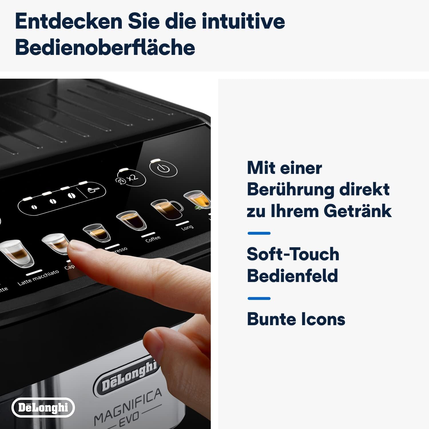 Kaffeevollautomat – LatteCrema Milchsystem, 7 Direktwahltasten
