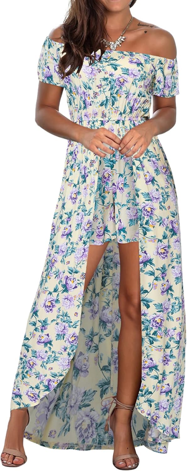Damen Schulterfreies Maxi-Strampler Kleid