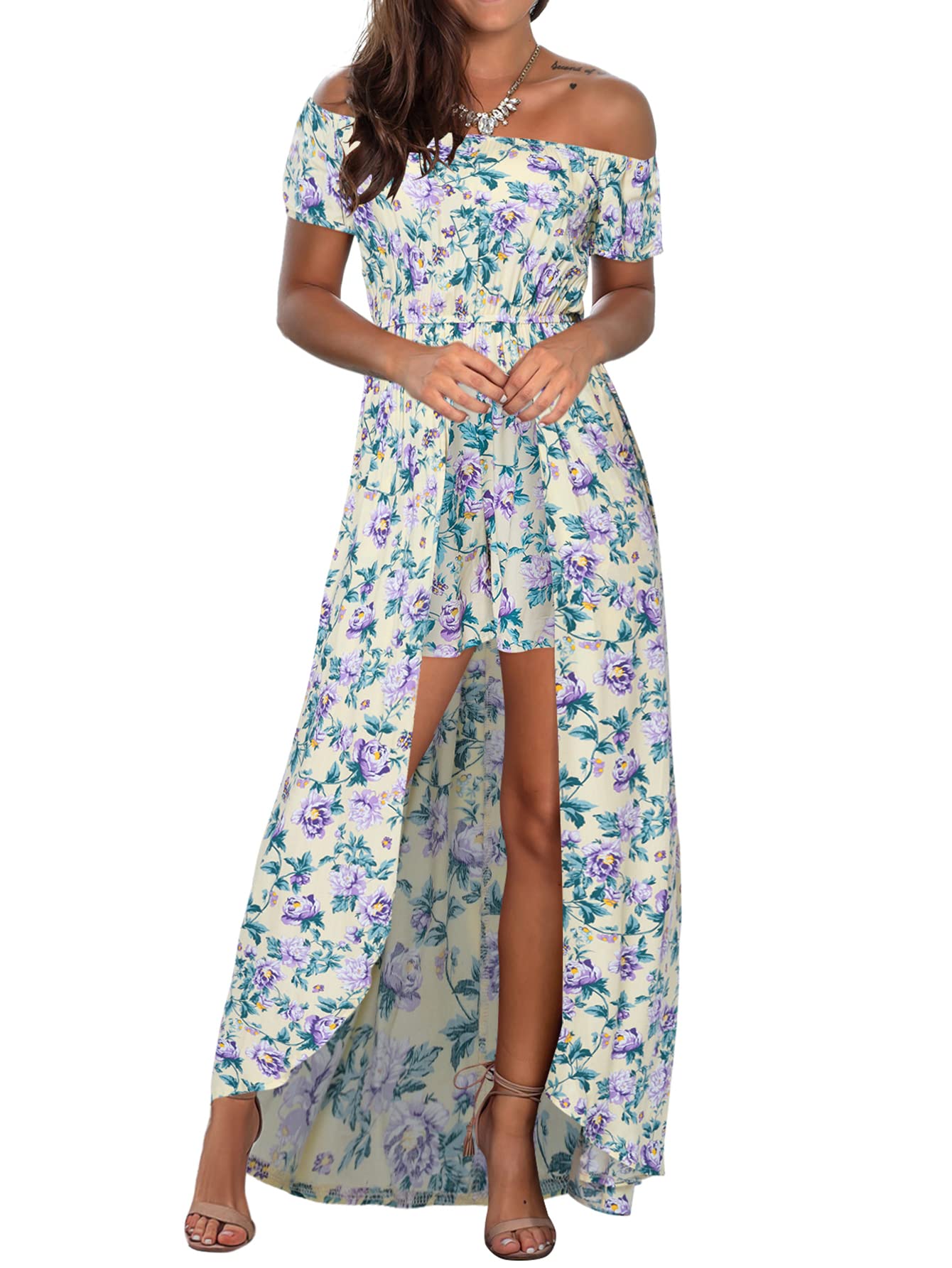 Damen Schulterfreies Maxi-Strampler Kleid