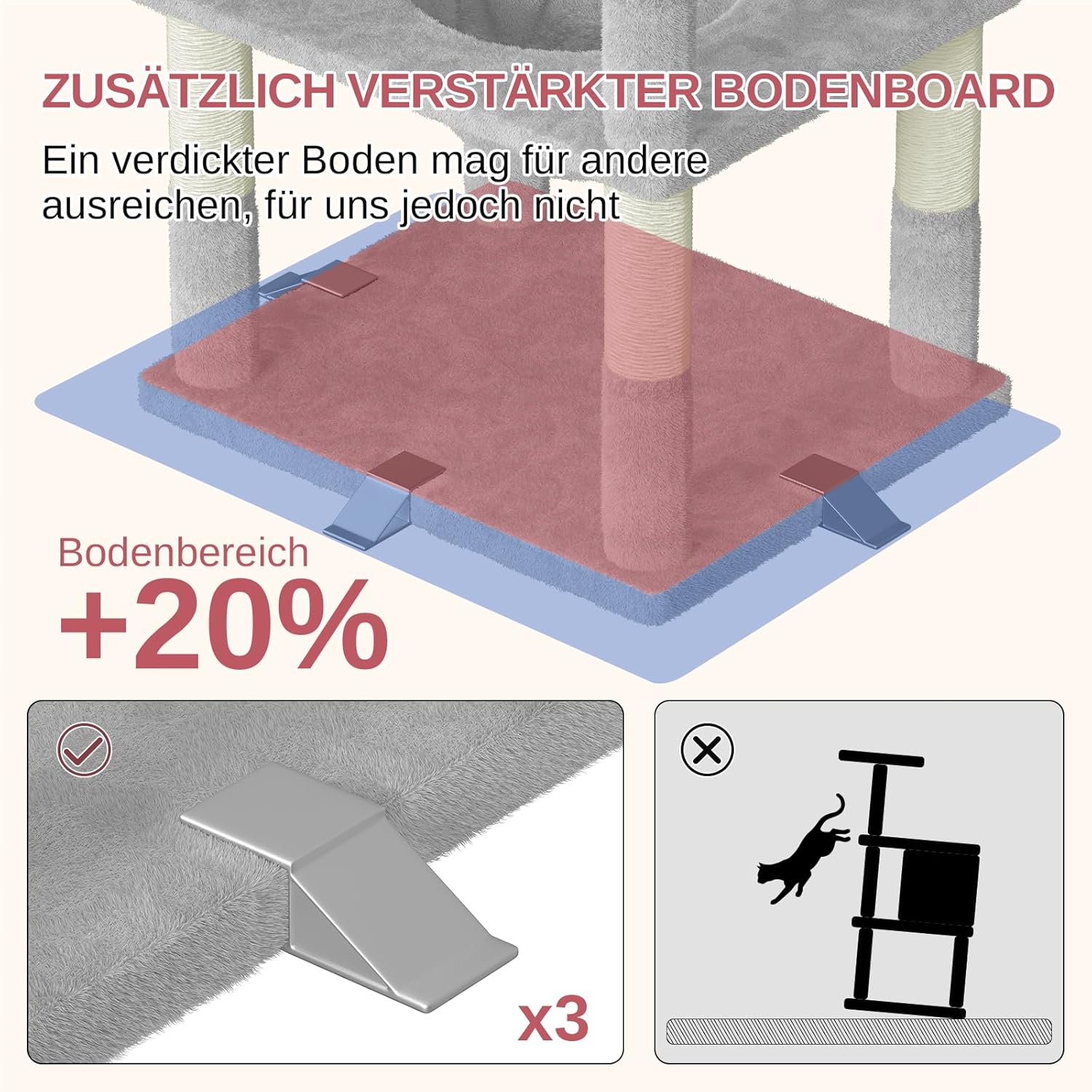 Katzenbaum XXL 208 cm mit 16 Kratzsäulen, Katzenhaus und Hängematte
