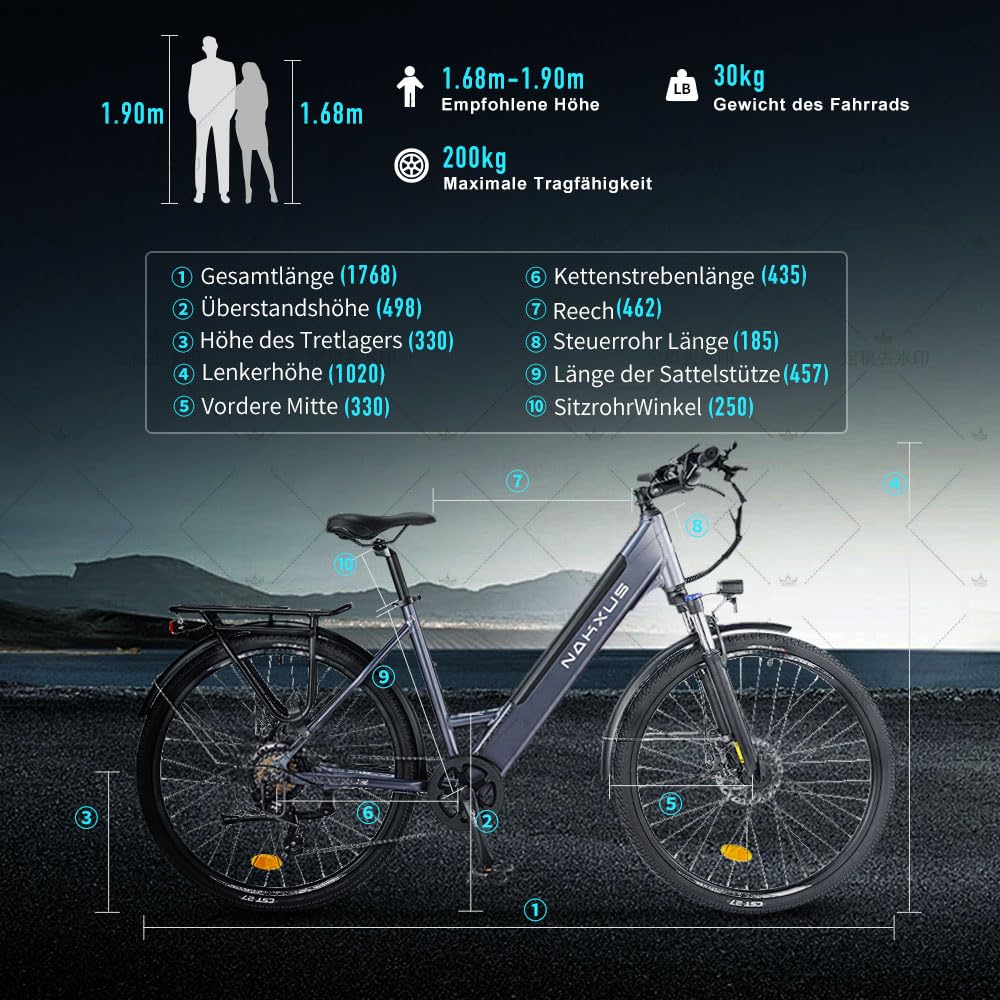 NAKXUS 26M208 E-Bike – 26" Trekkingrad, 100 km Reichweite, 250W Motor
