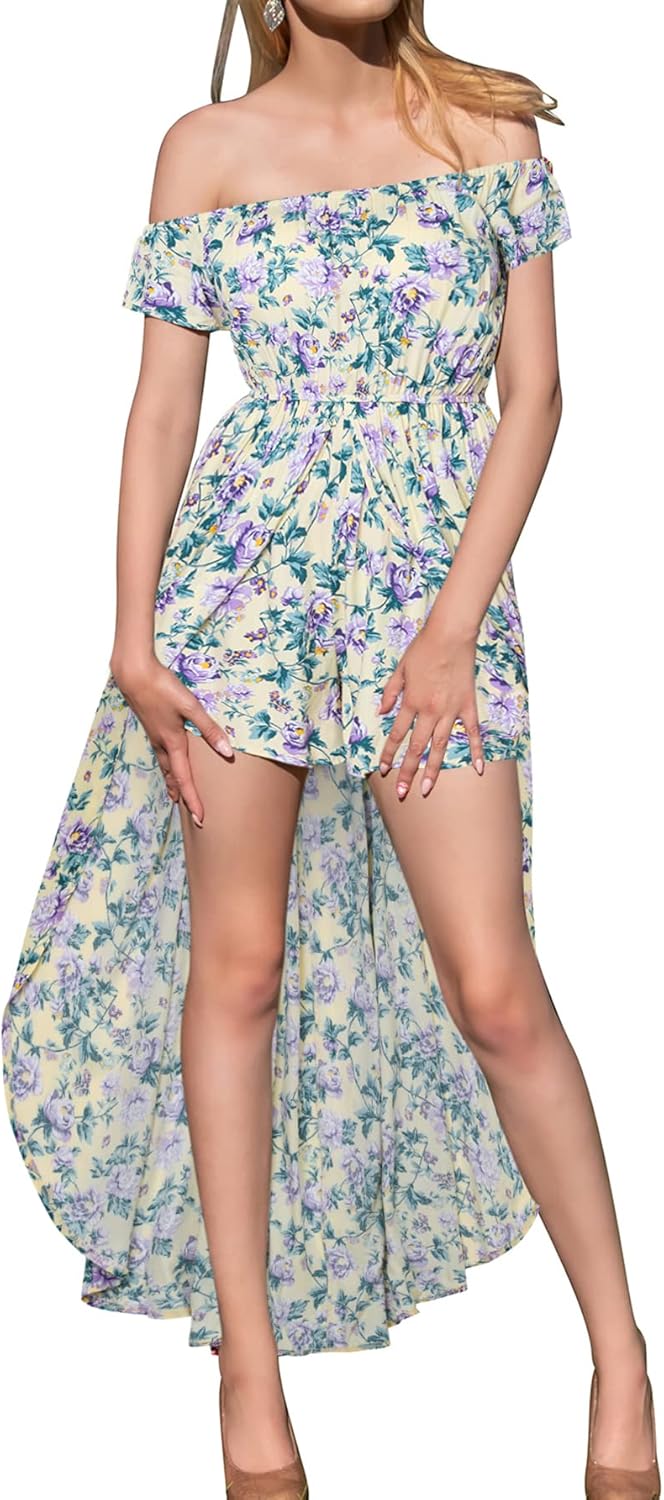 Damen Schulterfreies Maxi-Strampler Kleid