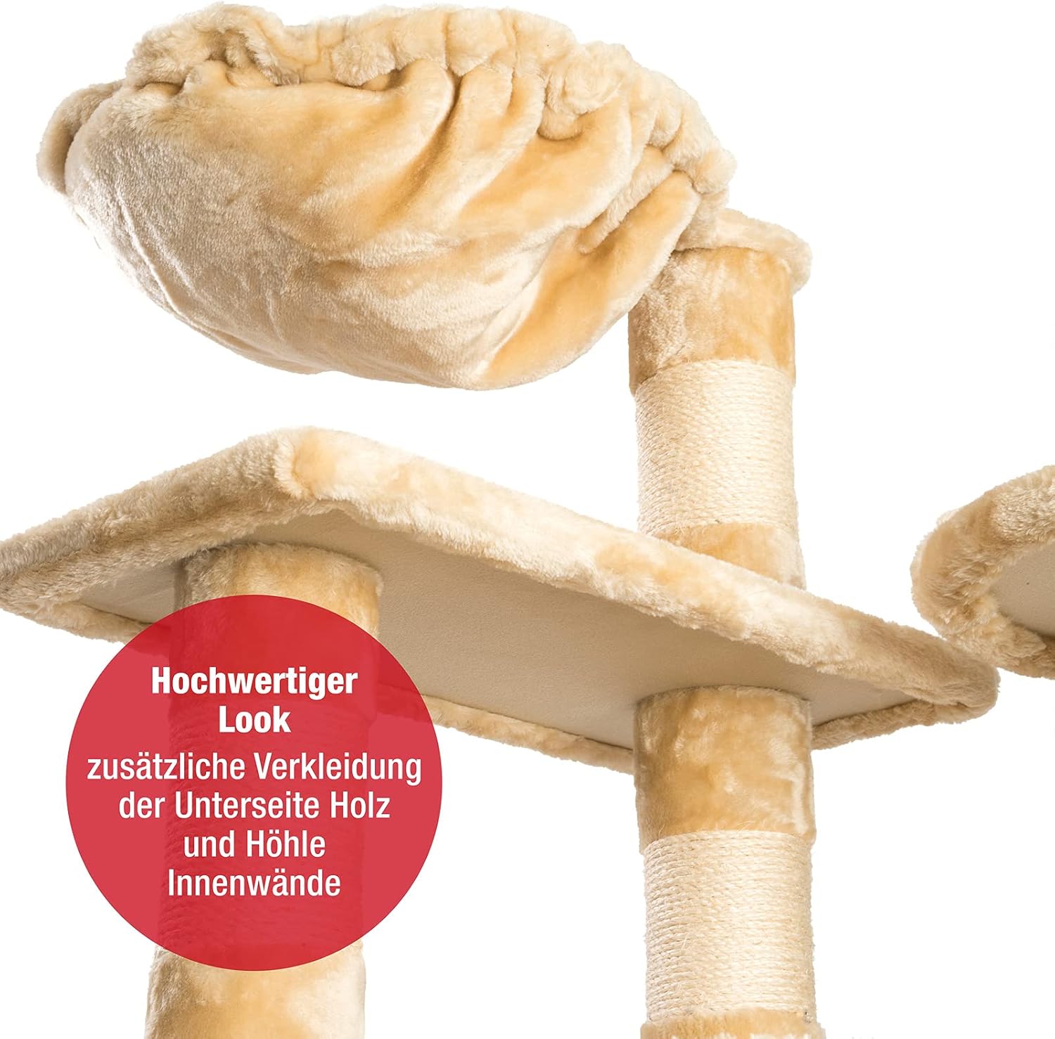 XXL Kratzbaum 175 cm – Stabiler Katzenbaum mit extra dicken Stämmen und weichem Plüsch
