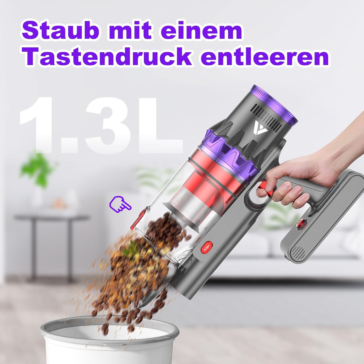 Coovy SU7 Akku Staubsauger – 580W, 45000Pa, Kabellos, bis zu 70 Min Laufzeit, Großes Display & Automatikmodus