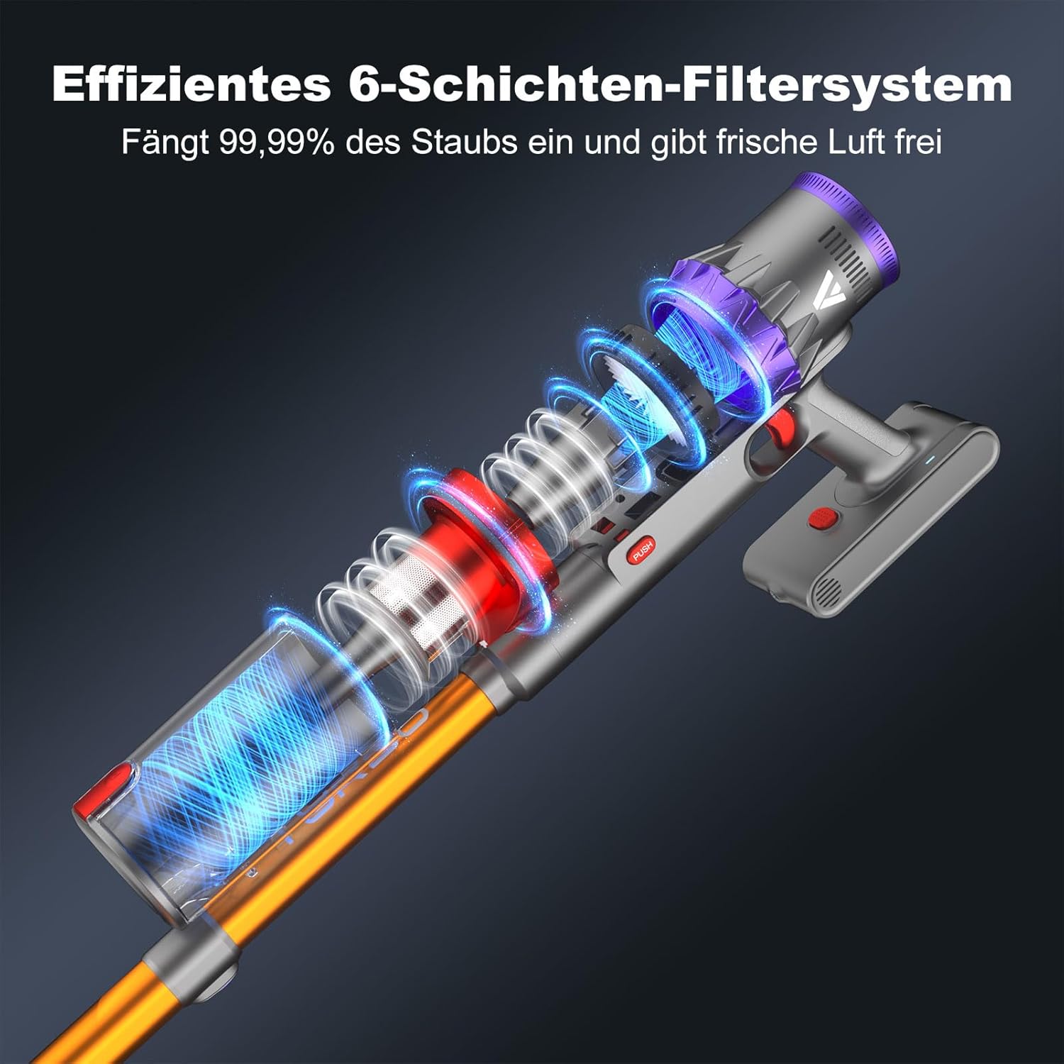 Coovy SU7 Akku Staubsauger – 580W, 45000Pa, Kabellos, bis zu 70 Min Laufzeit, Großes Display & Automatikmodus