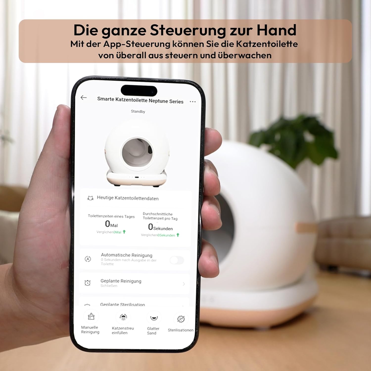 Selbstreinigende Katzentoilette 72L – APP-Steuerung & UV-Sterilisation