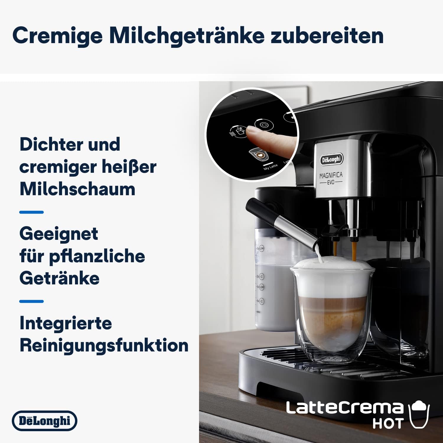 Kaffeevollautomat – LatteCrema Milchsystem, 7 Direktwahltasten