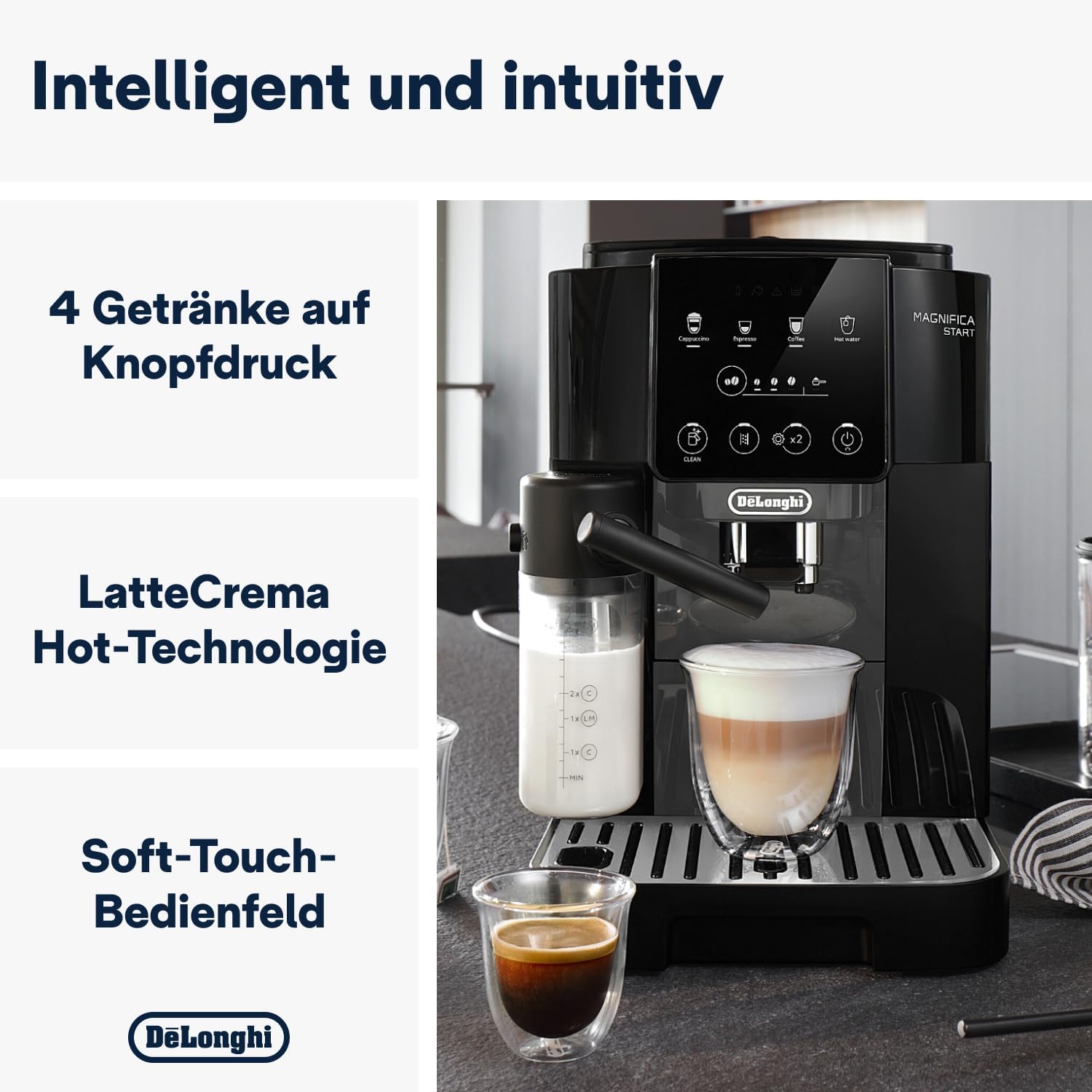 Kaffeevollautomat – LatteCrema-System, automatische Cappuccino-Funktion