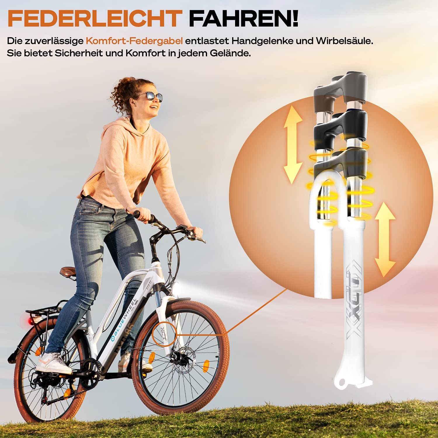 BLUEWHEEL BXB85 26" City E-Bike – 150 km Reichweite, 7 Gänge, 25 km/h