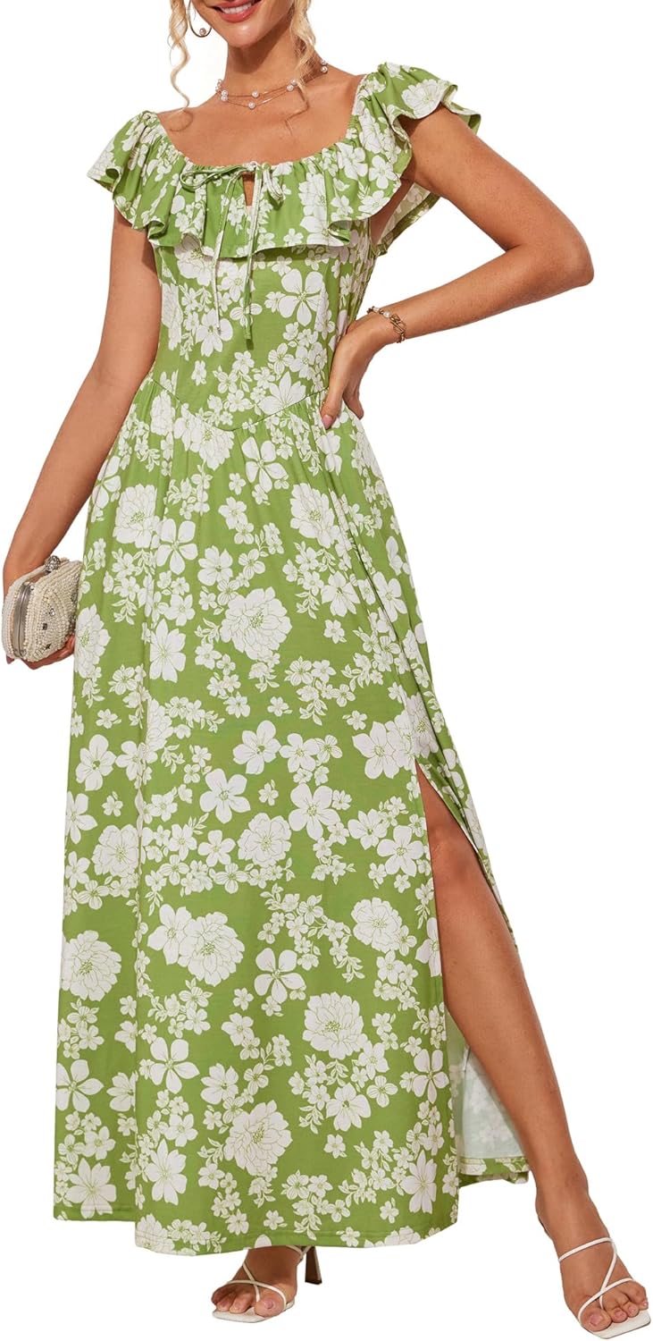 Damen Schulterfreies Sommer Maxikleid