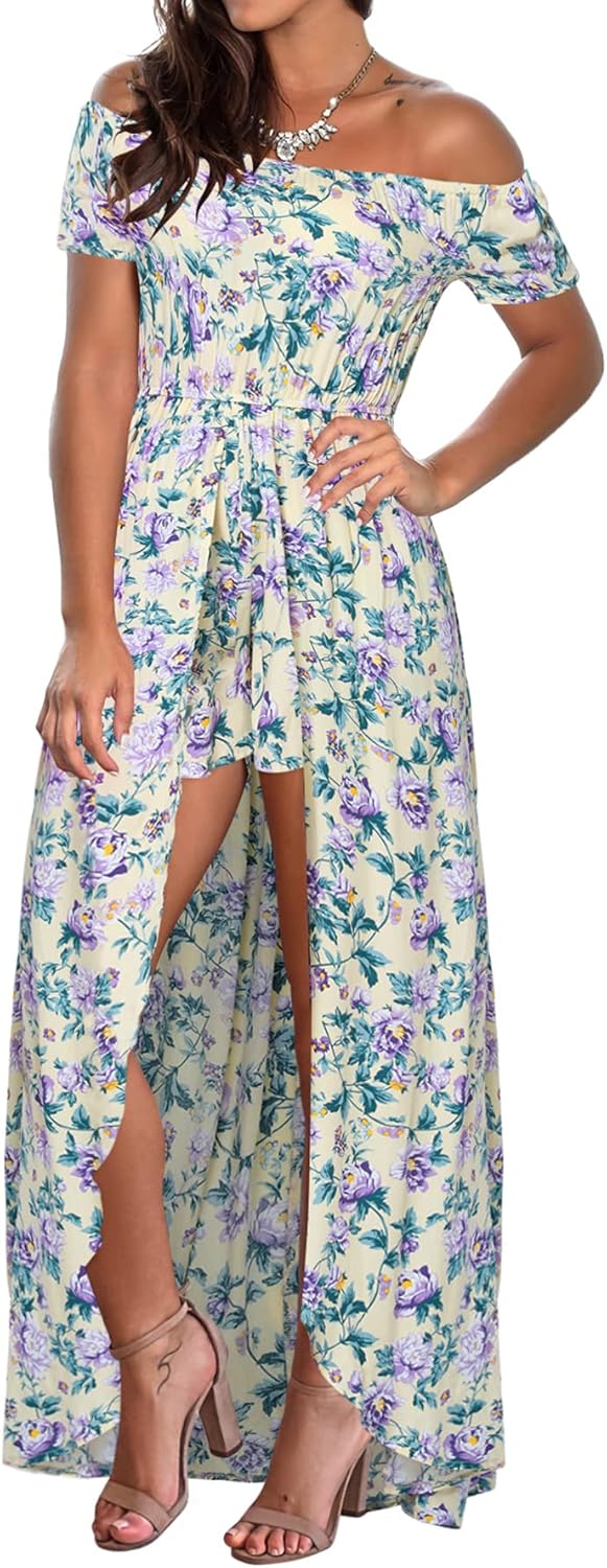 Damen Schulterfreies Maxi-Strampler Kleid