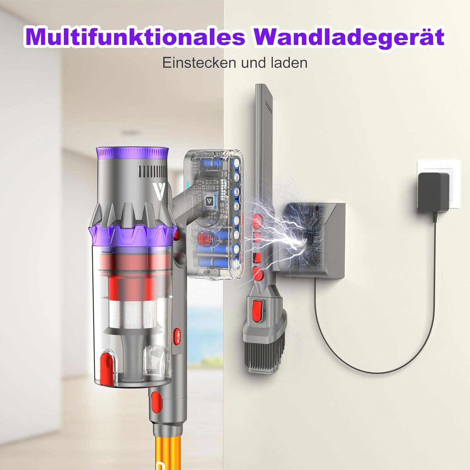 Coovy SU7 Akku Staubsauger – 580W, 45000Pa, Kabellos, bis zu 70 Min Laufzeit, Großes Display & Automatikmodus