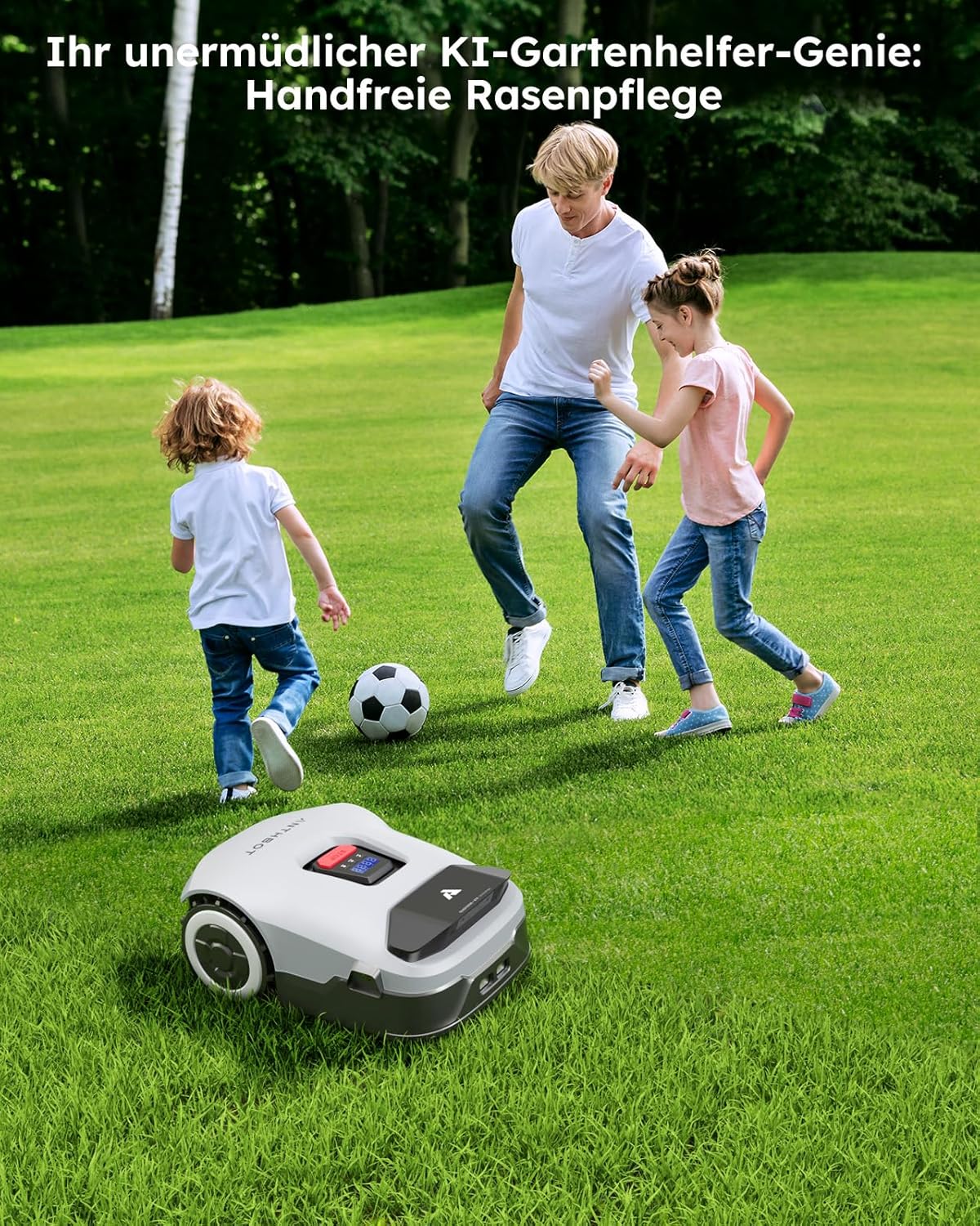 ANTHBOT KI Mähroboter Genie 600 – Drahtlos, 600 m², RTK+4-Kamera-Vision, Hindernisvermeidung, Mehrzonen-Management, Ohne Begrenzungskabel