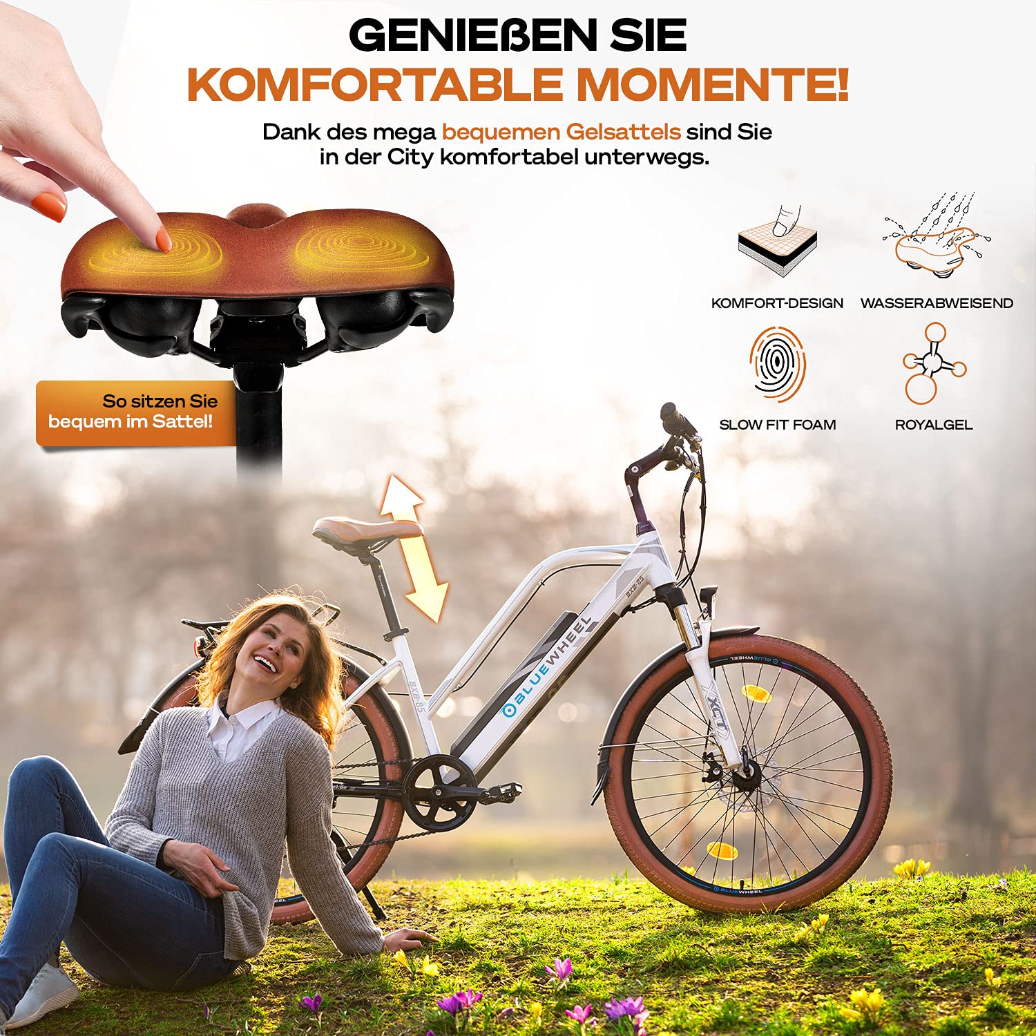 BLUEWHEEL BXB85 26" City E-Bike – 150 km Reichweite, 7 Gänge, 25 km/h